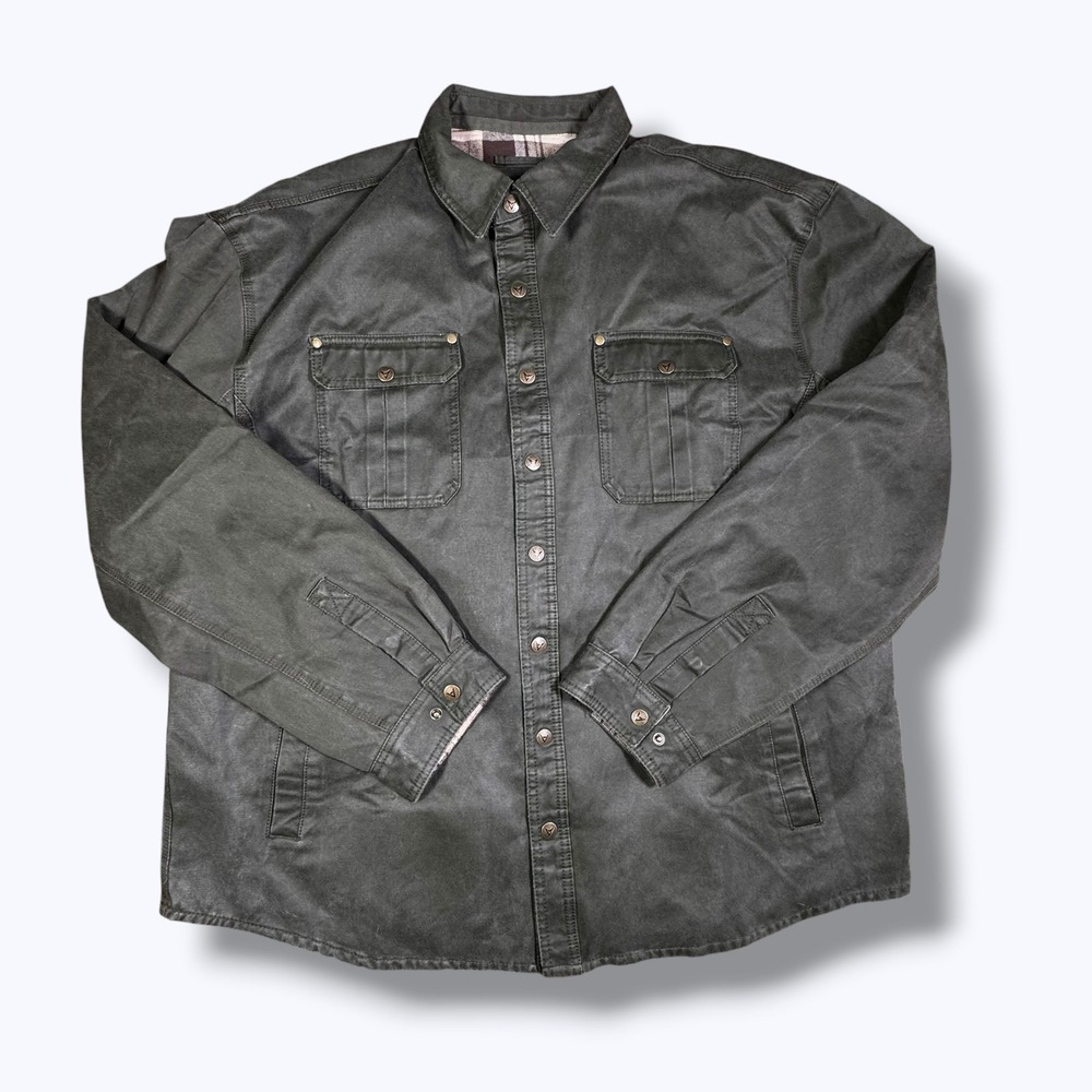 Venado Men's 2XLT Olive Flannel Lined Concealed Carry Shirt Jacket Snap CCW